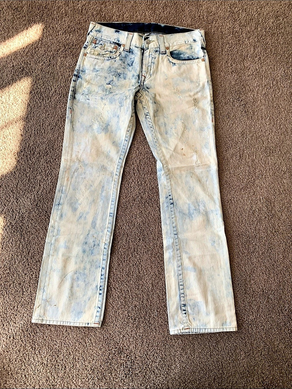 True Religion Ricky World Tour Acid Wash Straight Jean Jeans Waist 32